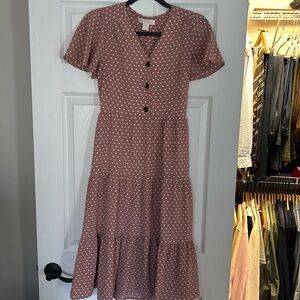 Midi Dress, white polka dots